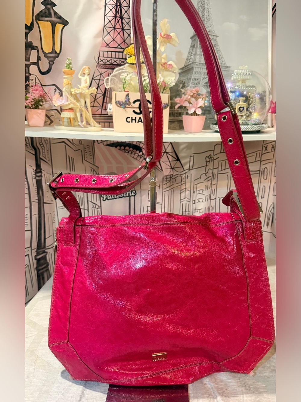 F.U.C Hot Pink Leather messenger/Crossbody.Vintage Kooba.🌺